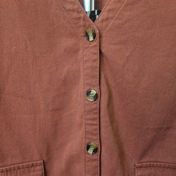 Yerse Terracotta (Rust Brown) V-neck Button-Up Shirt Size XL - Picture 3 of 13